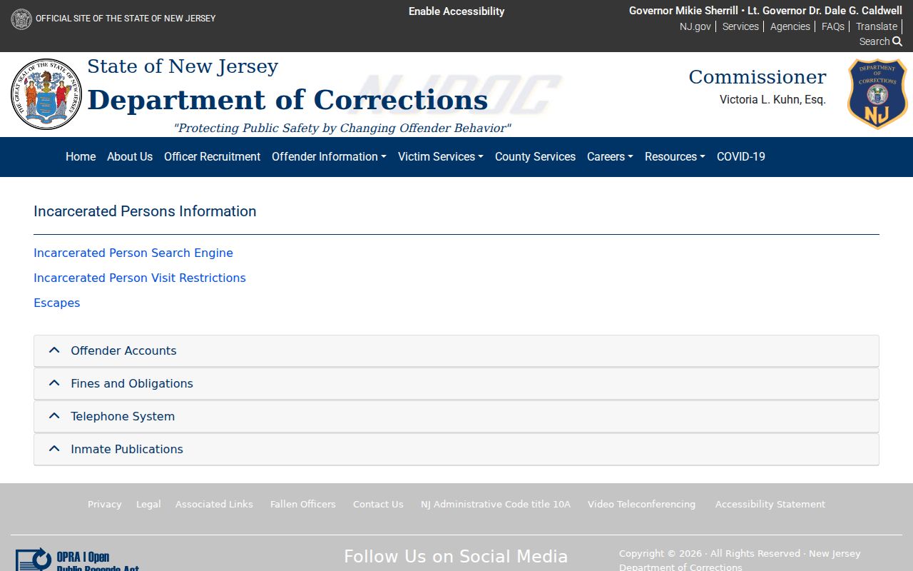 Pleasantville resident lookup using the New Jersey Department of Corrections official locator