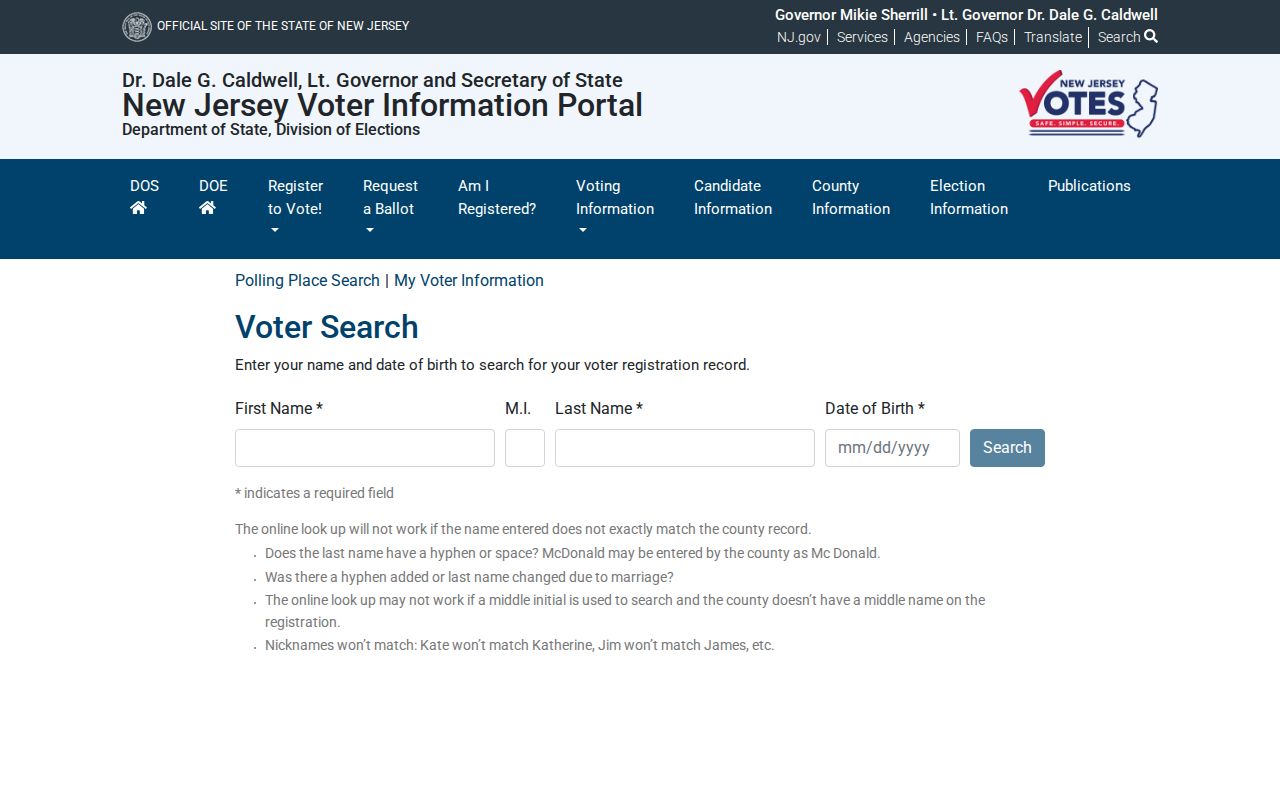 Pleasantville resident lookup at the official New Jersey voter registration endpoint