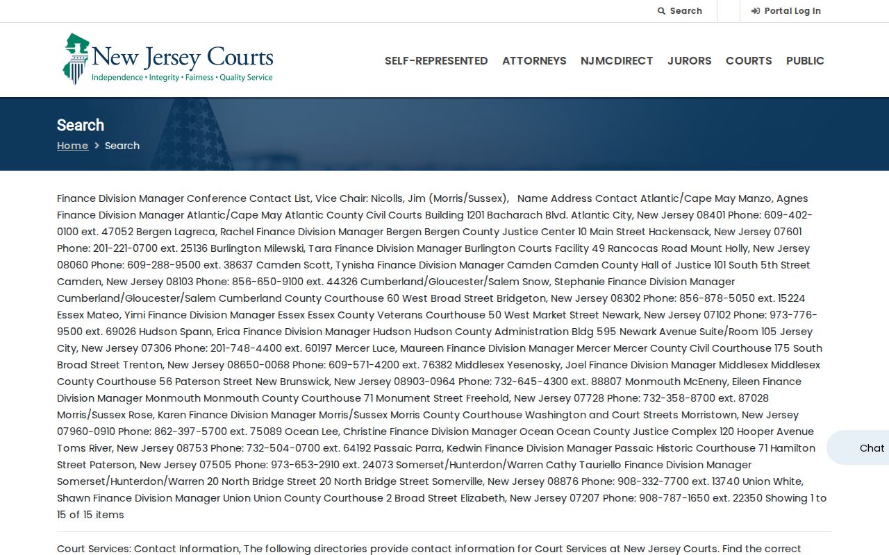 Pleasantville resident lookup using the New Jersey statewide court case-search menu