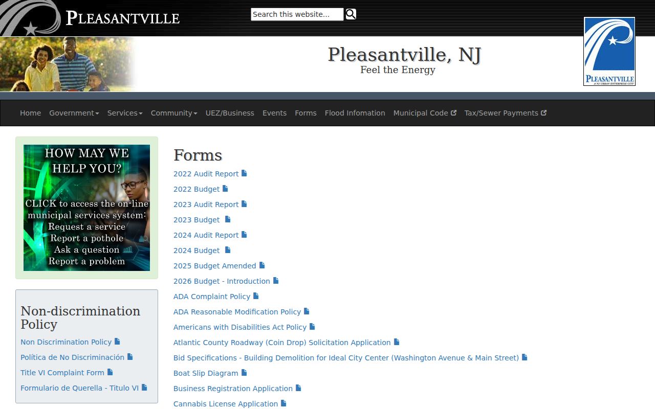 Pleasantville street directory municipal records forms