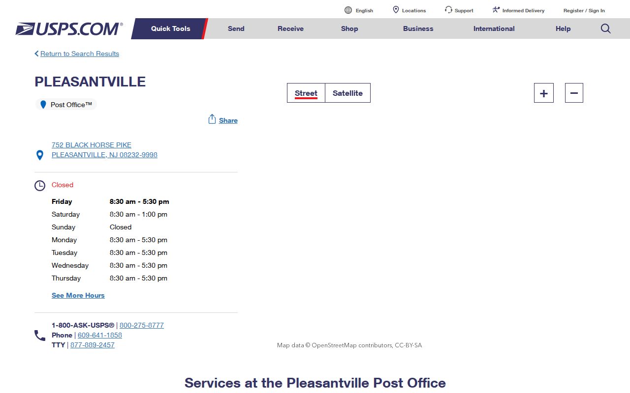Pleasantville ZIP code directory post office listing